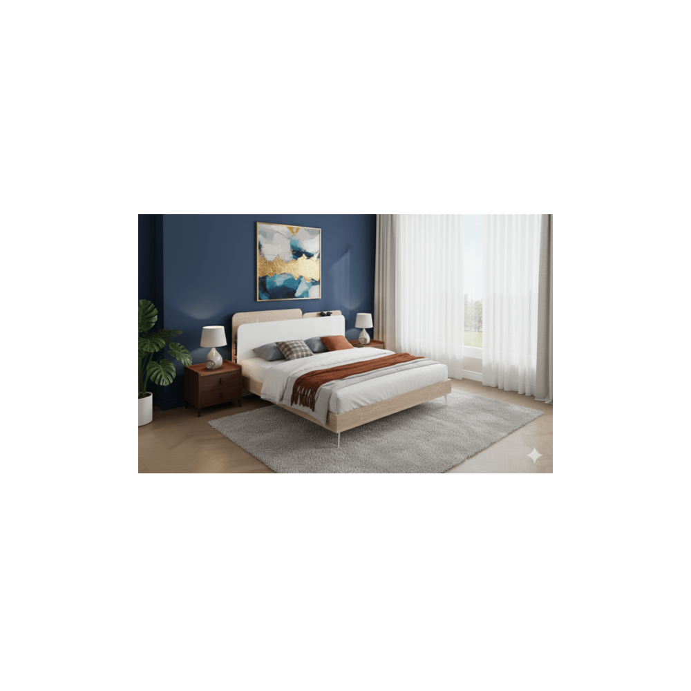 LIT 160 X 200 DZ46 CHENE BLANC / CHARG USB