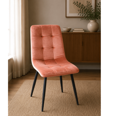 CHAISE S51 ORANGE ASSISE VELOURS / PIEDS EN MÉTAL 87 X 48 X 45