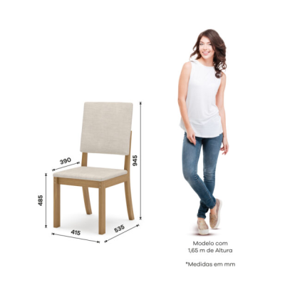 CHAISE BOIS MILLA 415 X 945 X 535 BEIGE S35 - 510