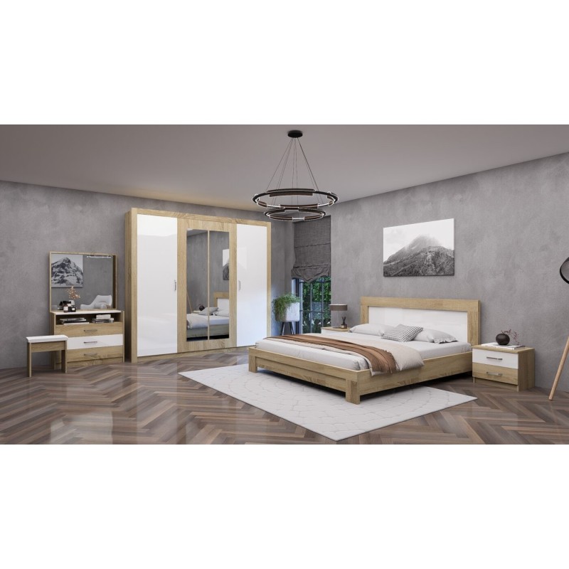 CHAMBRE A COUCHER 1600 × 200 JULIETA LIT+2TDC+COIFFEUSE+ARMOIRE CHAMBRE-JULIETTA