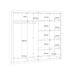 CHAMBRE A COUCHER 1600 × 200 JULIETA LIT+2TDC+COIFFEUSE+ARMOIRE CHAMBRE-JULIETTA