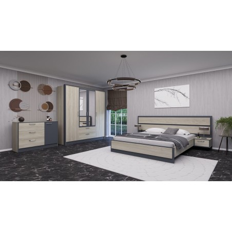 CHAMBRE A COUCHER 1600 × 200 LILA LIT+2TDC+COIFFEUSE+ARMOIRE CHAMBRE-LILA