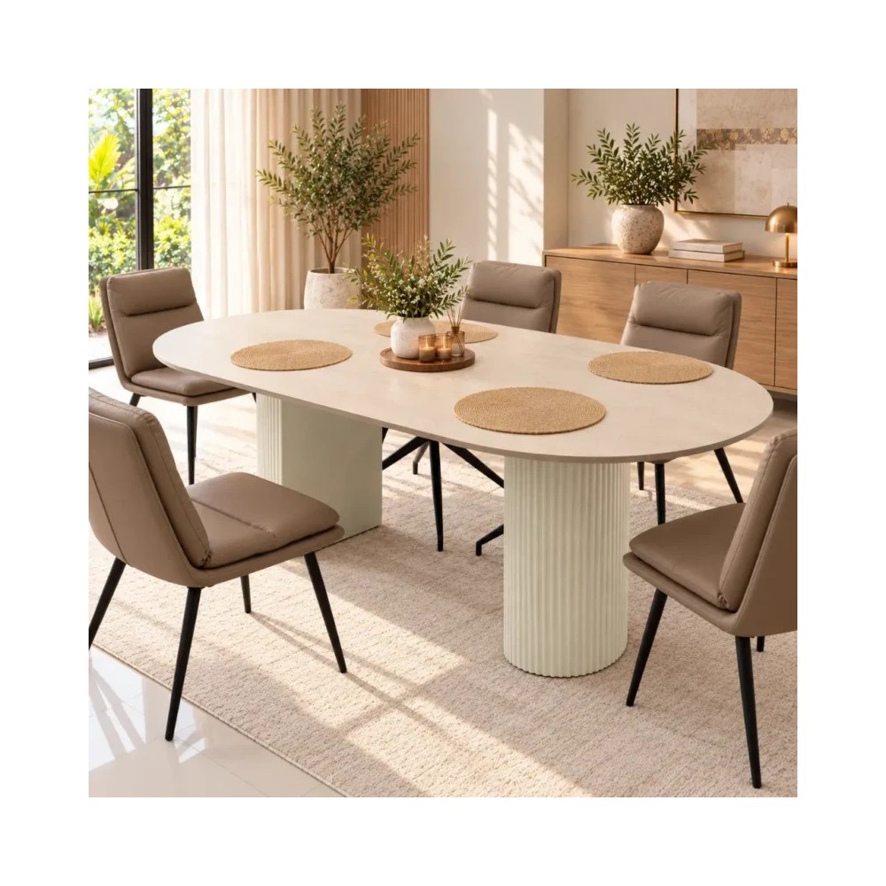 TABLE A MANGER OVALE EN PIERRE FRITTEE 1600 × 900 × 750 CT251 TABLE-CT251