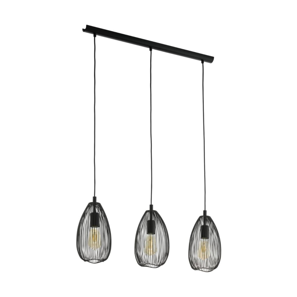 CLEVEDON LAMPE SUSPENDUE 3X60W E27 H1100 L780 NOIR