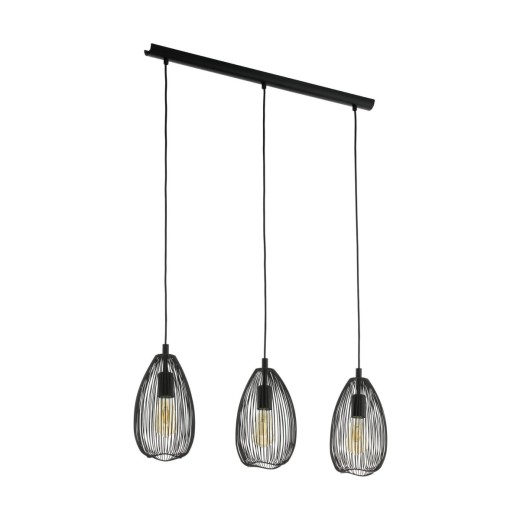 CLEVEDON LAMPE SUSPENDUE 3X60W E27 H1100 L780 NOIR
