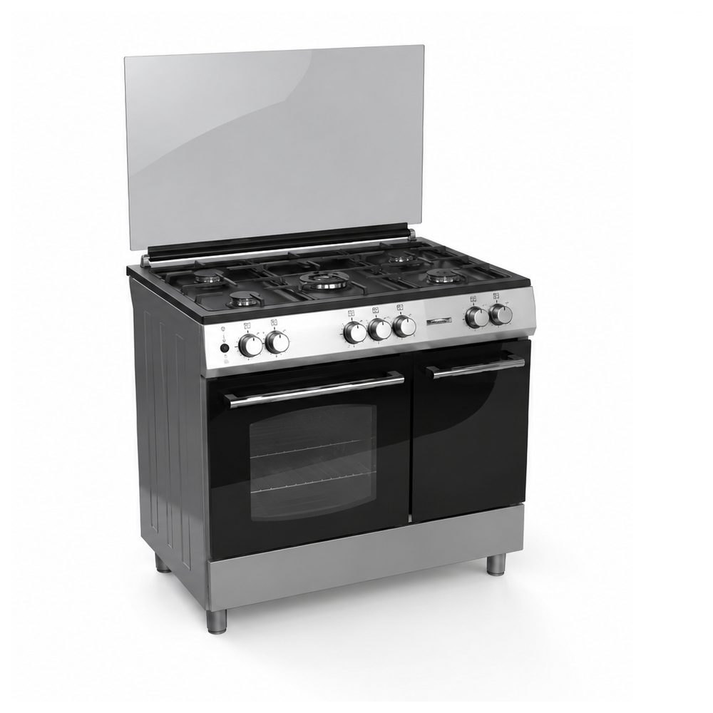 Cuisinière à gaz 5 feux DEROSSO 5G 60X90 BTE AL+S FE SILVER DR-609EB-S