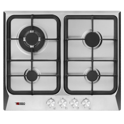 Plaque de cuisson gaz 4 feux DEROSSO - 60C GF - AL+S - VERRE/NOIR NDR-4FGWF-V