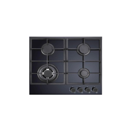 Plaque de cuisson gaz 4 feux DEROSSO - 60C GF - AL+S - VERRE/NOIR NDR-4FGWF-V