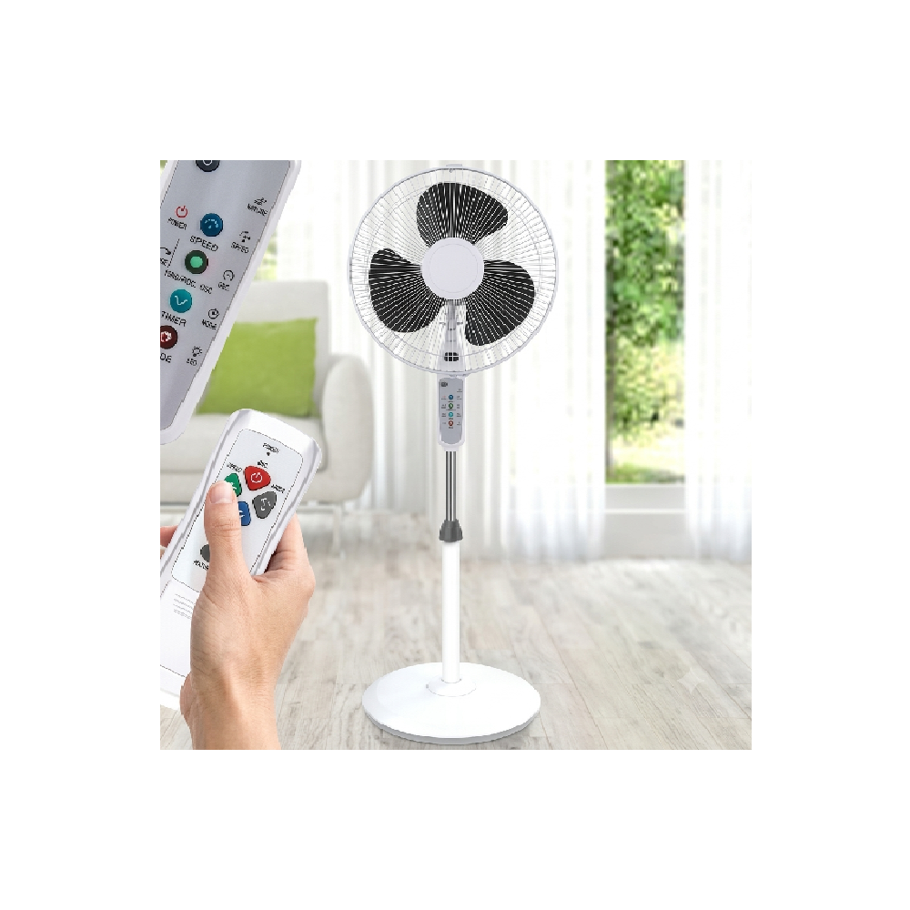 Ventilateur sur pied 7LINE 40CM AVEC TELECOMMANDE BLANC F1606
