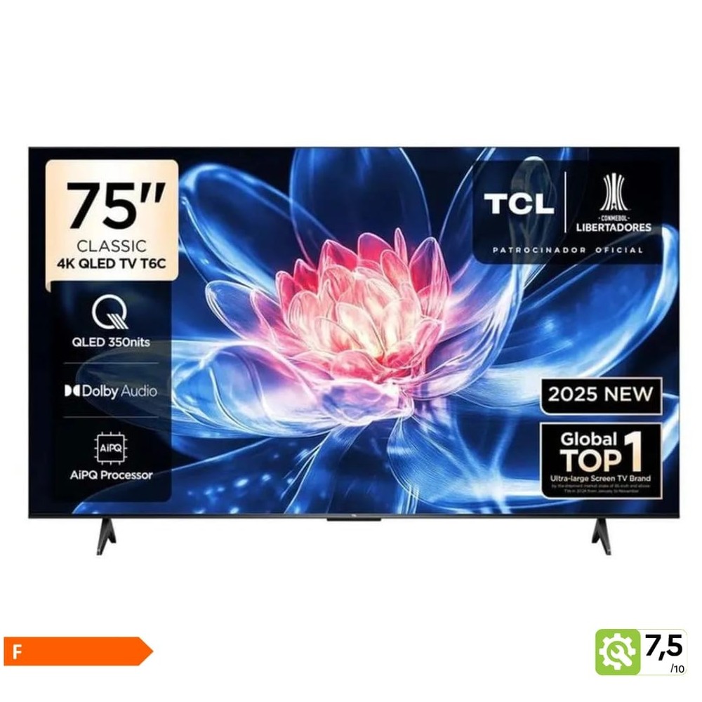 75T6C - TELEVISEUR TCL QLED SMART 75"POUCES 189CM 4K UHD FIR | Electro Meuble