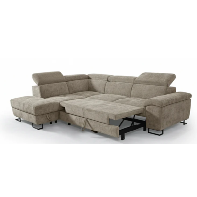Canapé d'angle convertible beige marron avec rangement - 276x212x79