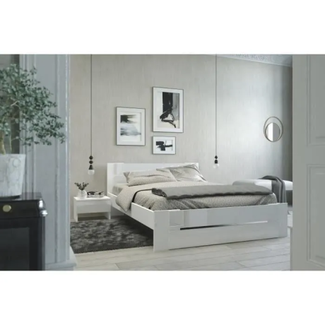 Lit Blanc 140x190cm - Finition Brillante