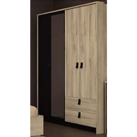 ARMOIRE KIERAN 4 Portes 2 Tiroirs Miroir