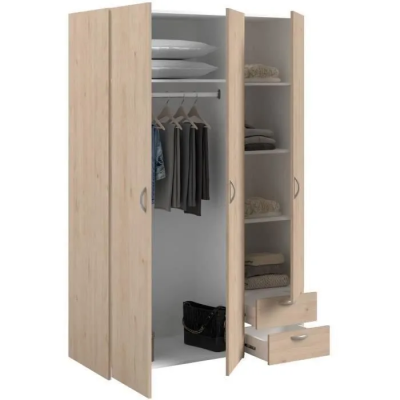Armoire 3 Portes 2 Tiroirs L120xH185xP51 - Garde-robe