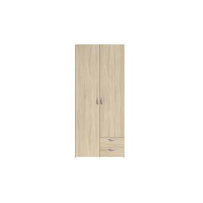 Armoire 2 Portes 2 Tiroirs Chêne L81xH185xP51