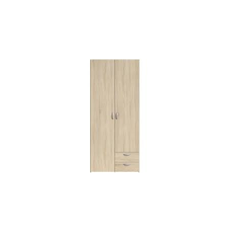 Armoire 2 Portes 2 Tiroirs Chêne L81xH185xP51