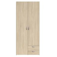 Armoire 2 Portes 2 Tiroirs Chêne L81xH185xP51