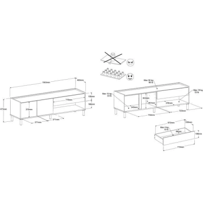 Meuble TV Morphos Blanc & Chêne (150x47x40)
