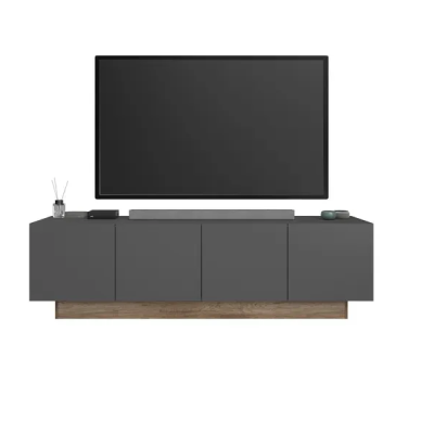 Meuble TV Paradoxe 4 portes - Aspect Chêne Gris (L184)