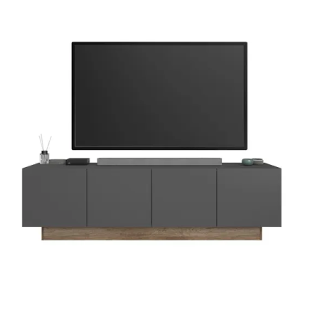 Meuble TV Paradoxe 4 portes - Aspect Chêne Gris (L184)