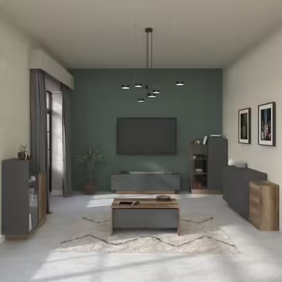 Meuble TV Paradoxe 4 portes - Aspect Chêne Gris (L184)