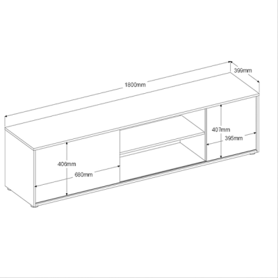Meuble TV EWEN 180cm - Portes coulissantes et classiques - Chêne Blanc