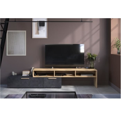 Meuble TV - Chêne Brut Noir