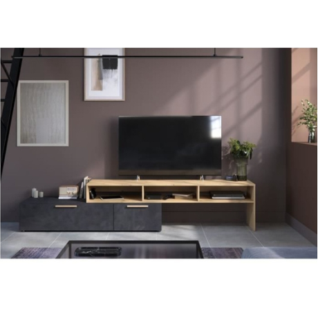 Meuble TV - Chêne Brut Noir
