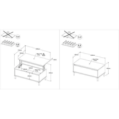 Table Basse Morphos Chêne Blanc 110x45x500