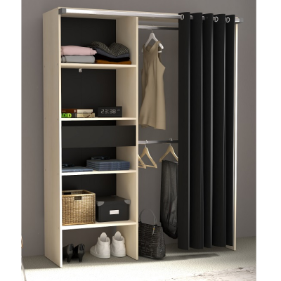 BALI Dressing industriel Rideau Acacia - noir 210CM - Noir