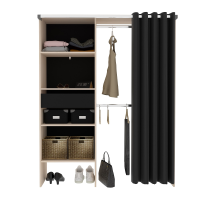 BALI Dressing industriel Rideau Acacia - noir 210CM - Noir