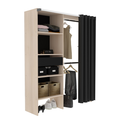 BALI Dressing industriel Rideau Acacia - noir 210CM - Noir