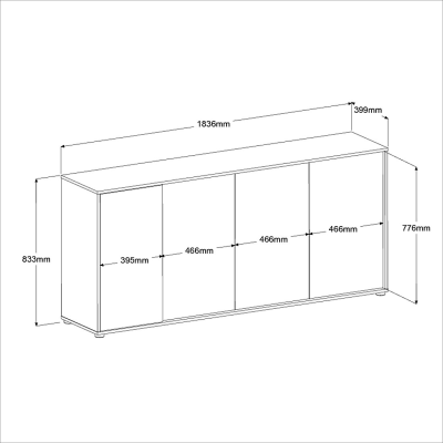 Buffet Ewen 4 Portes Jackson Chêne Blanc