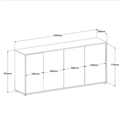 Buffet Ewen 4 portes Jackson Chêne Noir