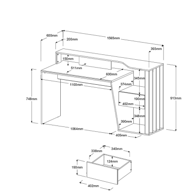 Bureau Paloma - Bureau blanc 157x92x60 cm