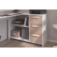Bureau d'angle 3 tiroirs bois blanc - 121x74.5x111cm