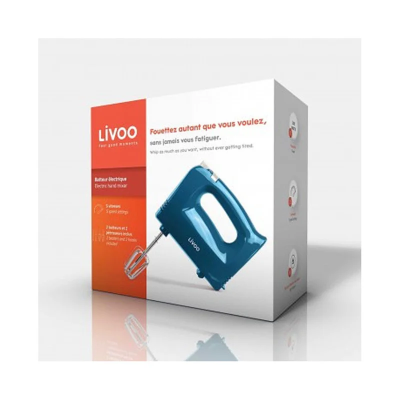 Batteur LIVOO 5 vitesses 200W bleu pétrin