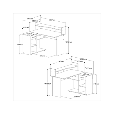 Bureau d'angle BROOKLYN NOIR BEGIN