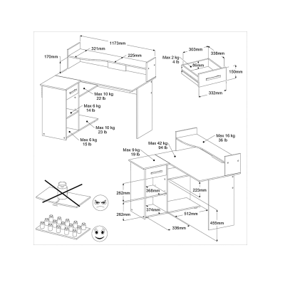 Bureau d'angle BROOKLYN NOIR BEGIN