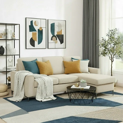 Canapé d'angle réversible - Gris clair 210x146x84