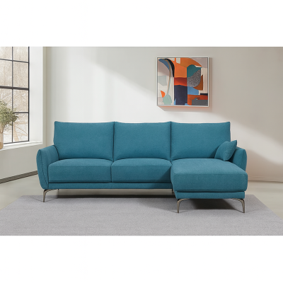 Canapé d'angle droit Maillet bleu - 2 coussins