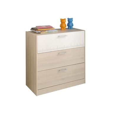 Charly Commode 3 Tiroirs Acacia Blanc