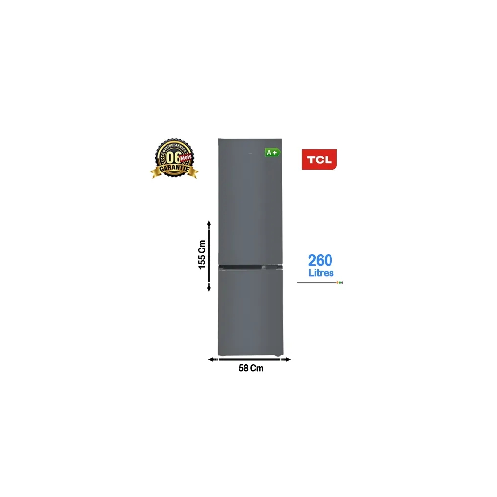F345BFG - REFRIGERATEUR TCL COMBI 260L NET 3 CLAYETTES EN VE | Electro Meuble