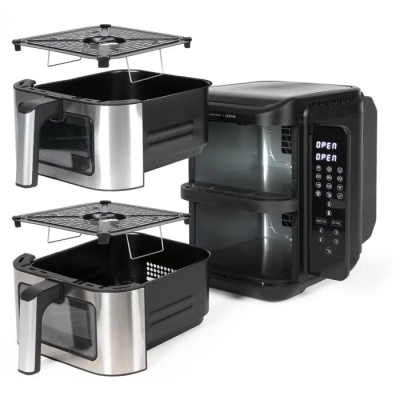 DOC344CO - FRITEUSE SS HUILE DOUBLE BAC AIRFRYER 12 PROGRAMM | Electro Meuble