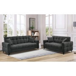 CANAPE CLIC CLAC + RANGEMENTS + 2 COUSSINS 208 × 87 × 86CM GRIS H9400DGREY