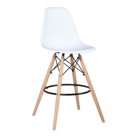 CHAISE DE BAR PIED BOIS BLANCHE B06WHITE