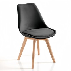 CHAISE NOIRE PIED BOIS C02-4BLACK