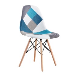 CHAISE PIED METAL BLEU/BLANC C01-3BLW