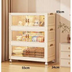 ETAGERE 3 NIVEAUX CREME/TRANSP 56 × 34 × 86CM YY-2855-3