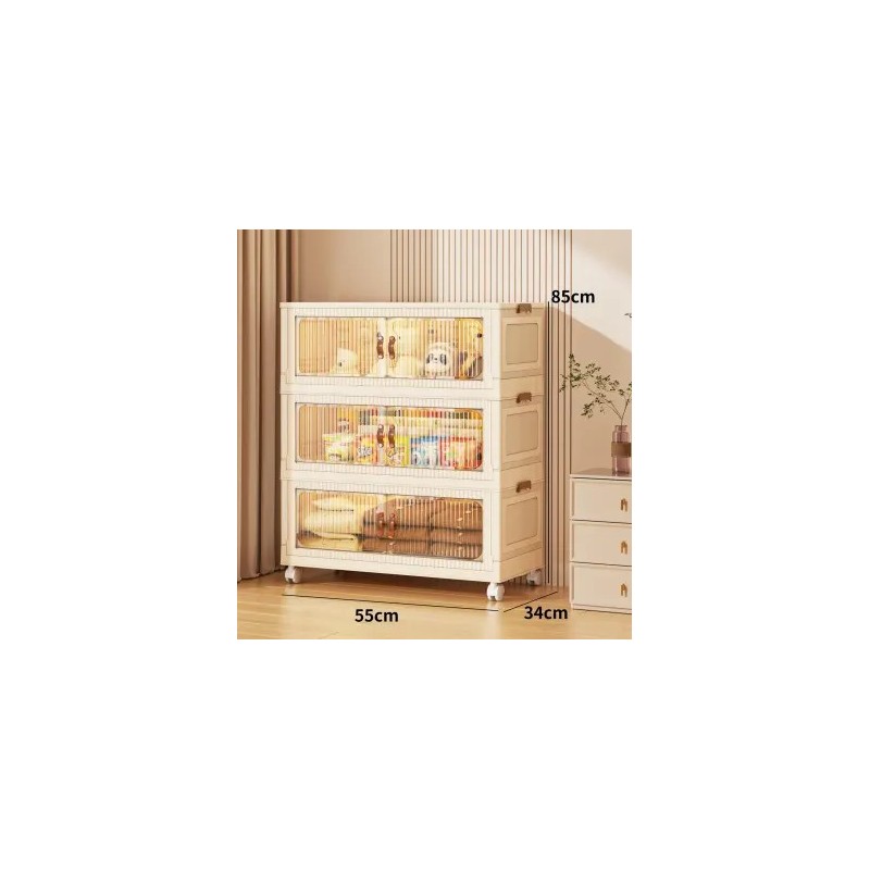 ETAGERE 3 NIVEAUX CREME/TRANSP 56 × 34 × 86CM YY-2855-3